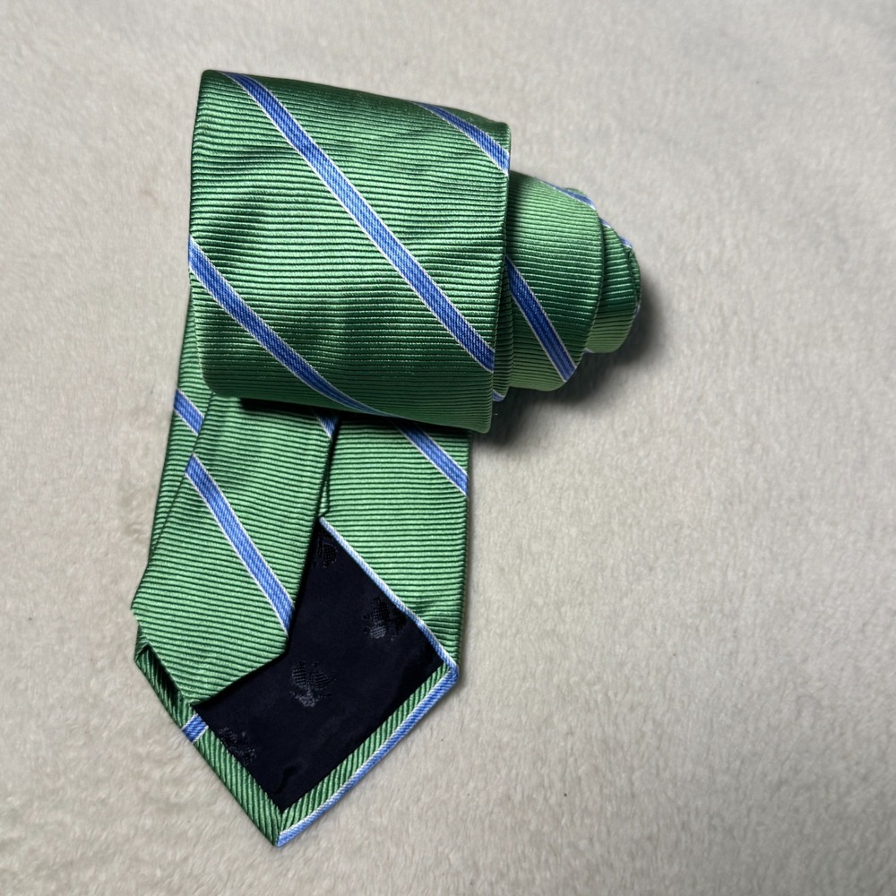 Brooks Brothers Silk Neck Tie Green Blue Striped Classic Academic Smart Formal